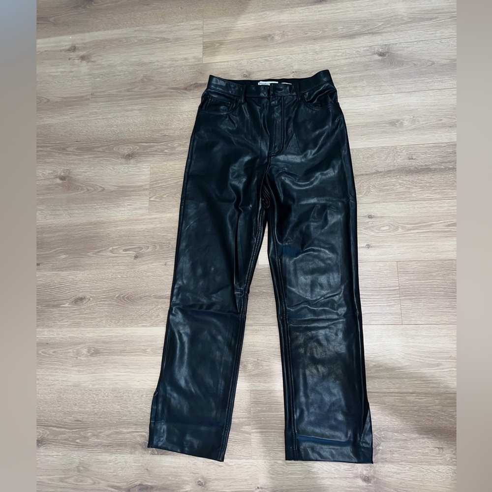 Abercrombie and fitch vegan leather ultra high rise pants; size 30/10
